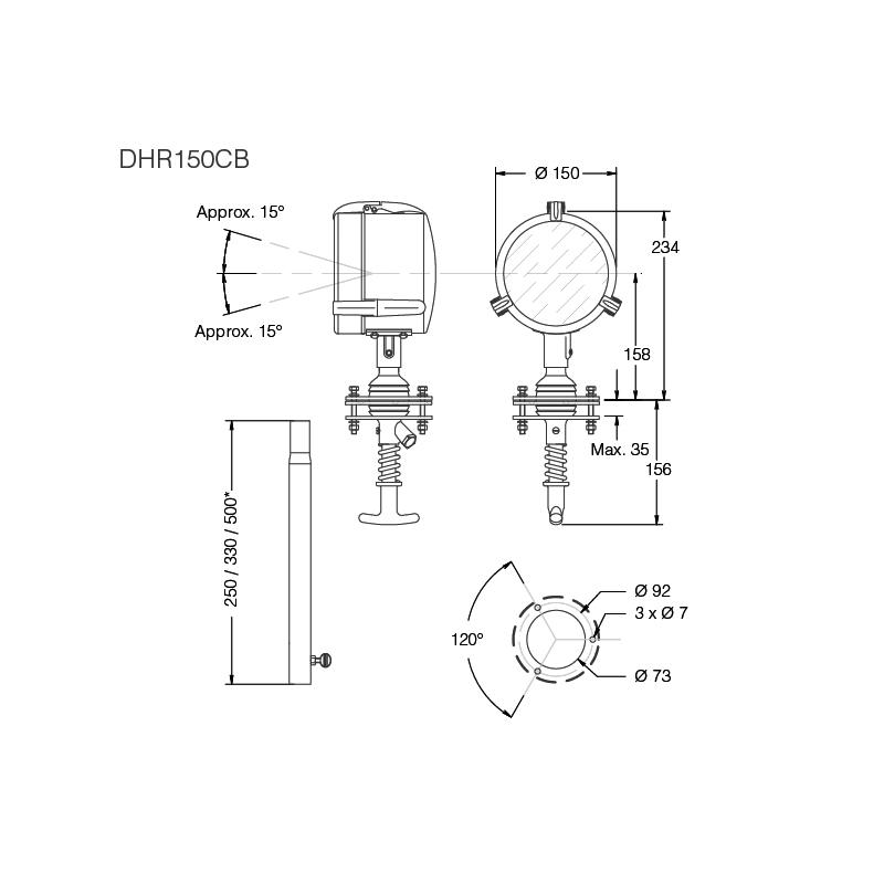DHR 150CB LED PROJECTOR Ø MM.150