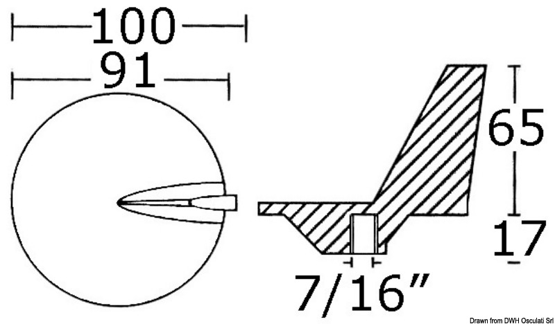 Anode für Motorfüße mit Propeller aus rostfreiem Edelstahl 50/140 PS