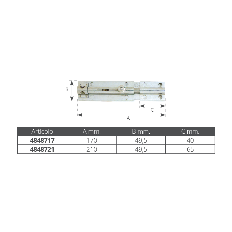 BOLZENRIEGEL Inox VORHÄNGESCHLOSS mm170