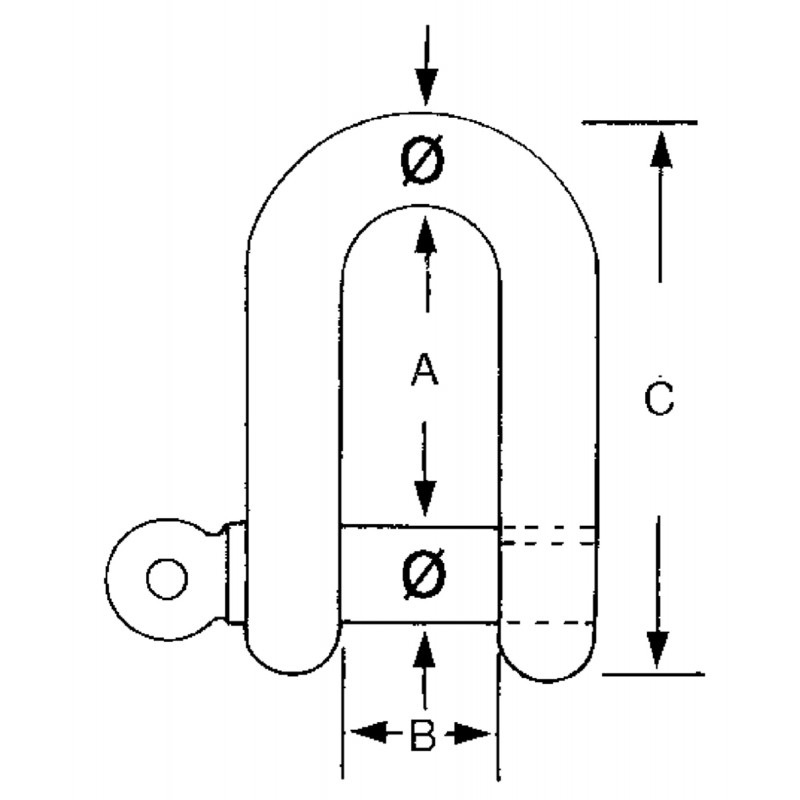 AISI 316 S.S. D SHACKLES Ø MM.14