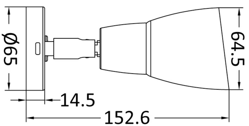 LED-Strahler mit USB C-Anschluss und Schalter.