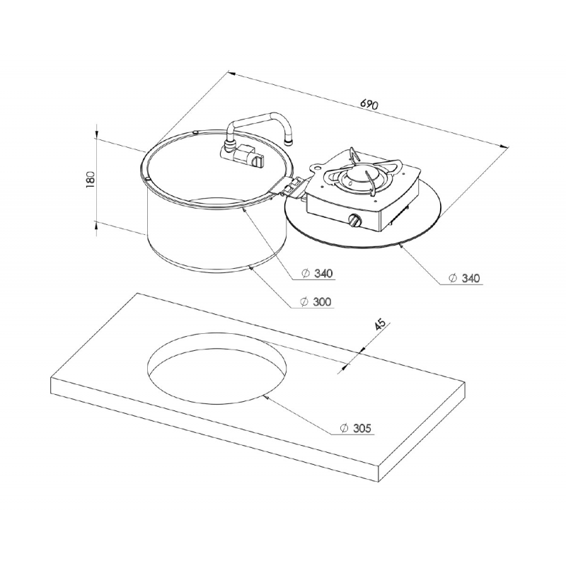 1-BURNER FOLDING HOB