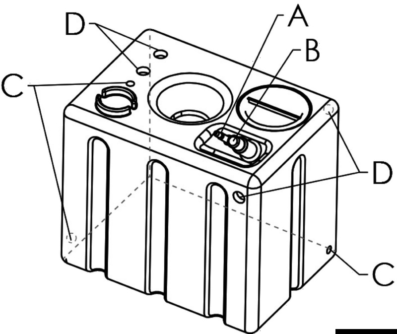 Starrer Frischwassertank, modular