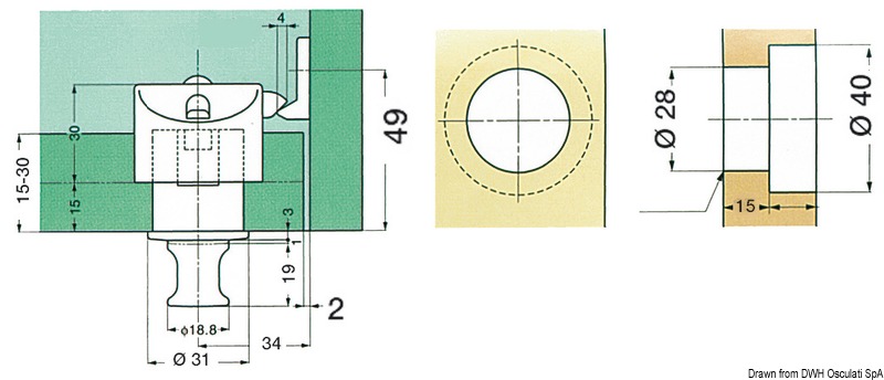 SUGATSUNE PKl- 08 Druckknopfmöbelschloss für Klappen und Türen