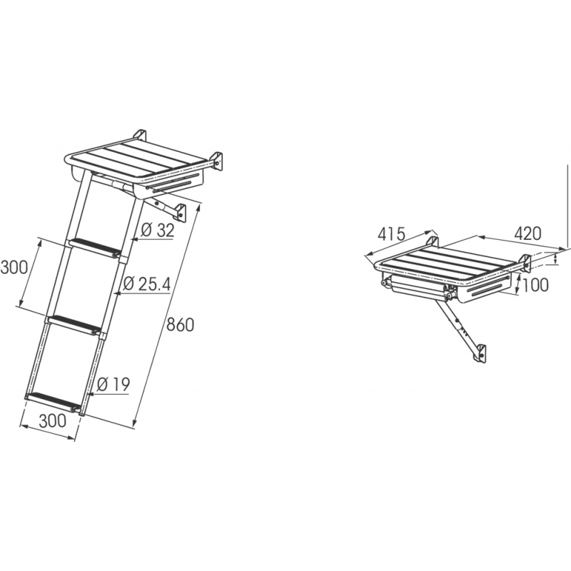 TEAK AFT PLATFORM WITH LADDER