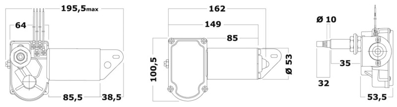 Motor Serie 20 W für Wischarme und Wischblätter bis max. 550 mm