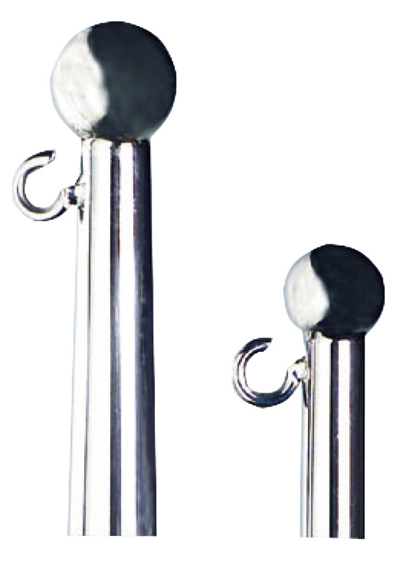 Flaggenstock aus rostfreiem hochglanzpoliertem Edelstahl, mit Schnappverschluß