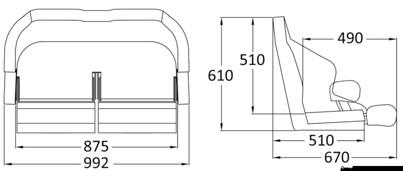 Anatomischer Doppelsitz mit Flip UP H99-Polsterung