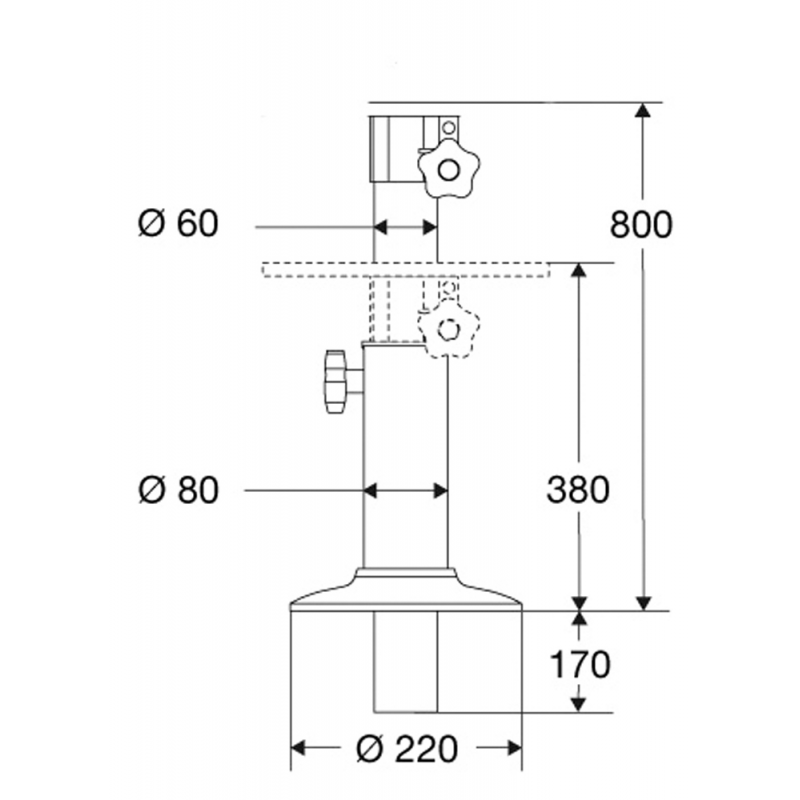 AUSZIEHBARER HALTER mm380/800