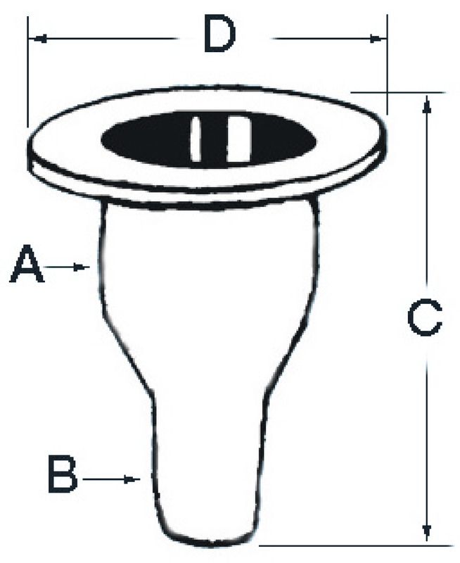 Borddurchlass mit Schlauchanschluss aus Polypropylen.