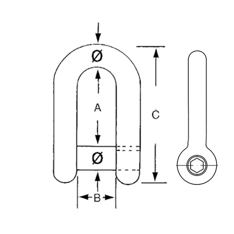 AISI 316 S.S.  D-SHACKLES Ø MM.12