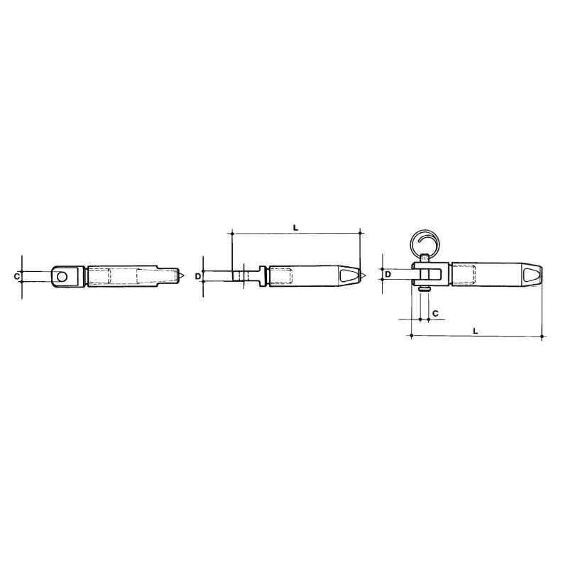 AISI 316 S.S. FORK TERMINAL Ø MM.7