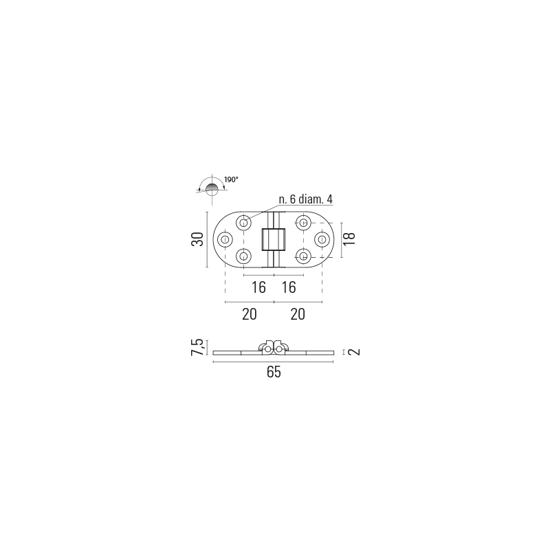 HINGE WITH STOP MM.80x30