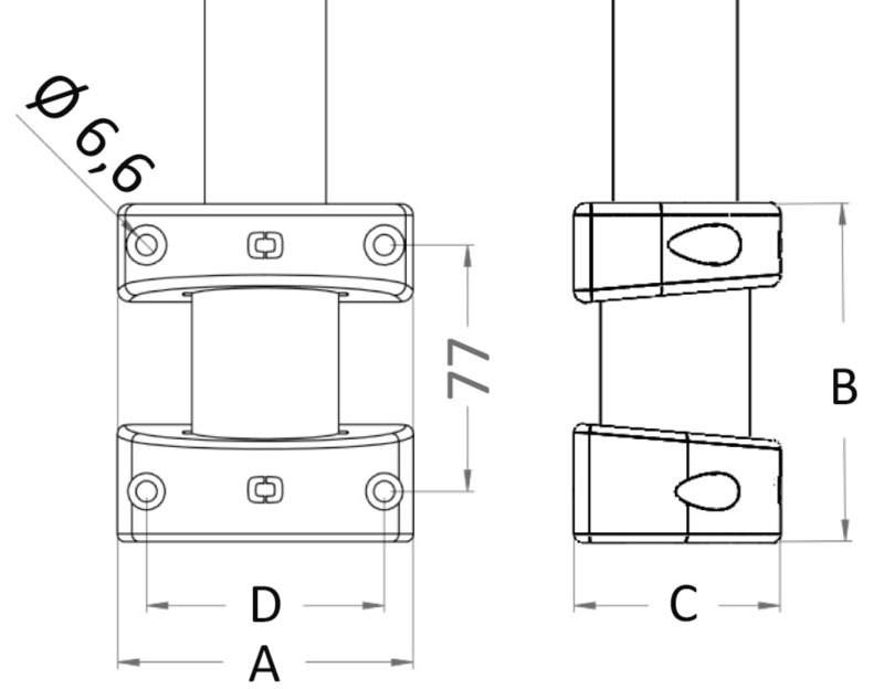 Wandbuchse für Kohlenstoffpfahl Ø 38 mm