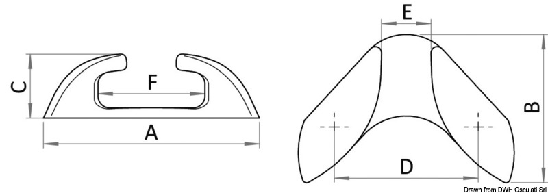 Buglippklampe aus Edelstahl, Serie Capri