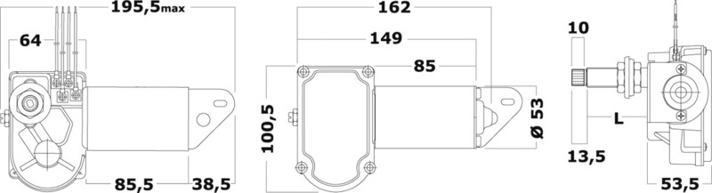 Motor Serie 20 W für Wischarme und Wischblätter bis max. 550 mm