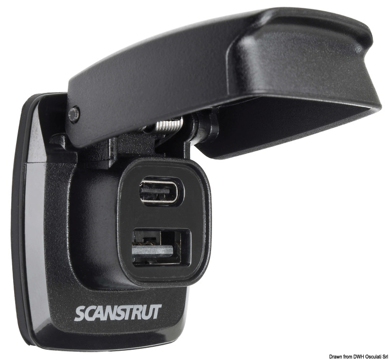 SCANSTRUT Flip Pro - wasserdichte USB-A- und USB-C-Buchsen