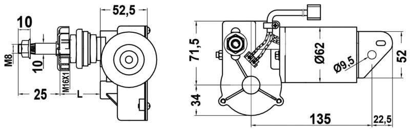Motor Serie 30 W für Wischarme und Wischblätter bis max. 550 mm