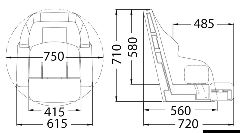 Anatomischer Polstersitz mit Flip up 3090