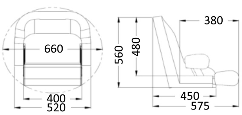 Kompakter Polstersitz mit flip up H51