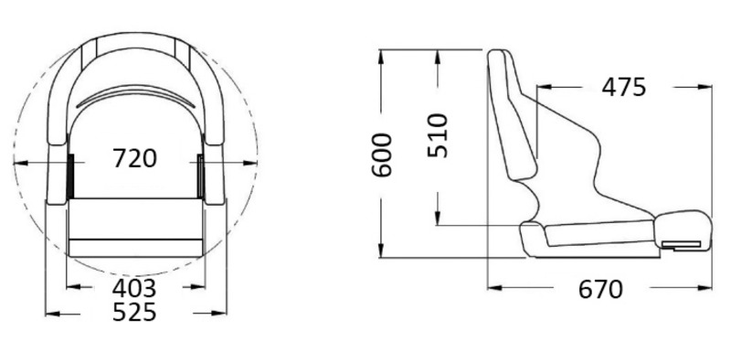 Anatomischer Sitz mit flip up H52-Polsterung