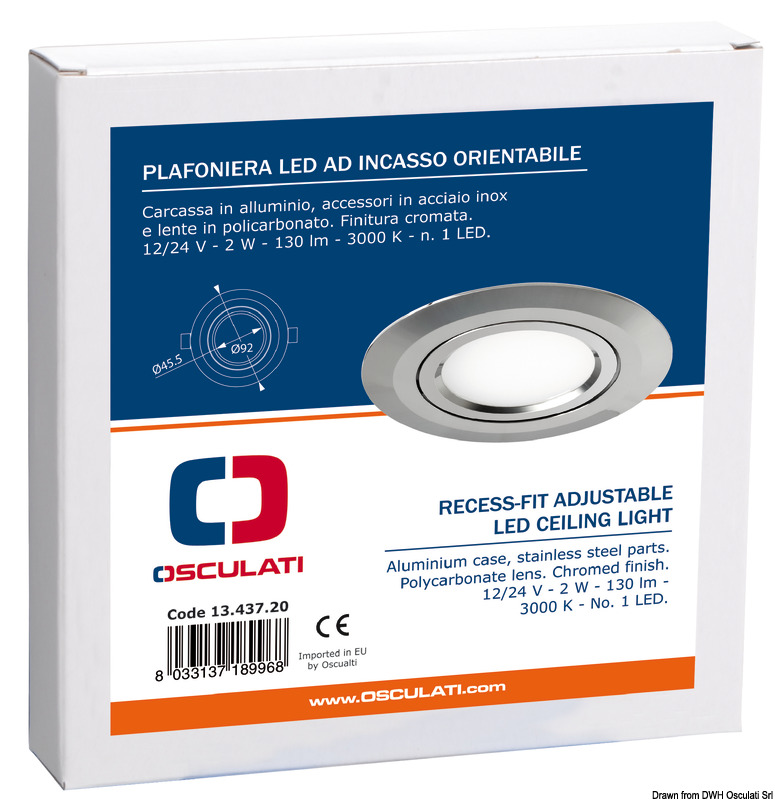 LED-Einbauleuchte, schwenkbar.