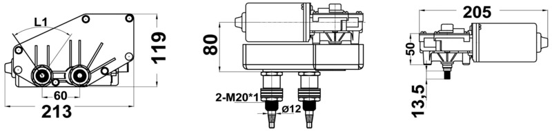 Motor Serie 70 W für Wischarme und Wischblätter bis max. 800 mm