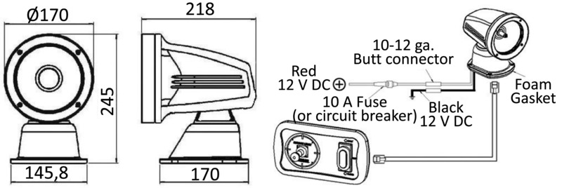 Elektrisches One LED-Licht komplett mit Joystick-Steuerung vom Armaturenbrett