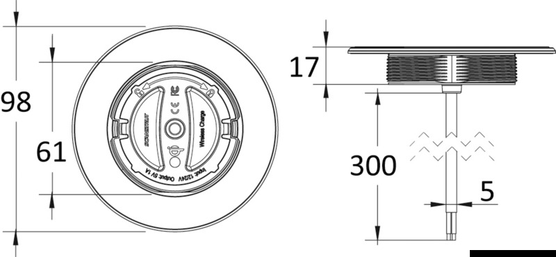 ROKK wasserdichtes drahtloses SUB-Ladegerät mit integriertem unsichtbarem Laden - 10 W