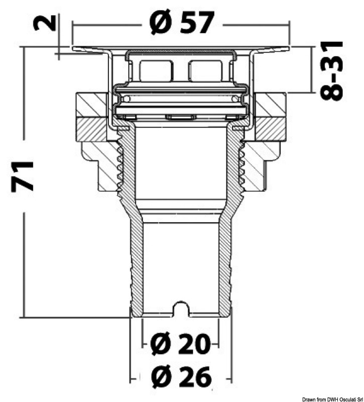 Bündiger Cockpit Wasserablauf mit Kopf aus Edelstahl
