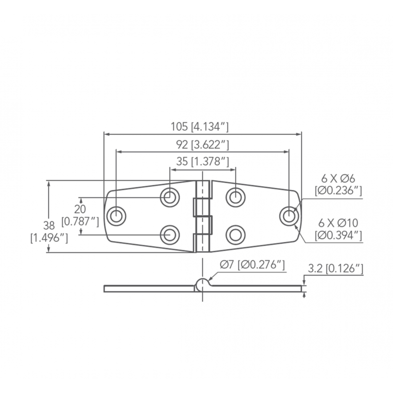 HEXAGONAL HINGE AISI 316
