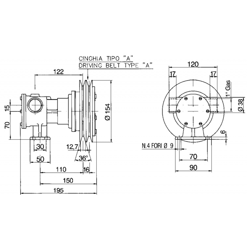 PUMPE A AUSSENBORDER IMPELLER ELASTISCHE PM 36 EM