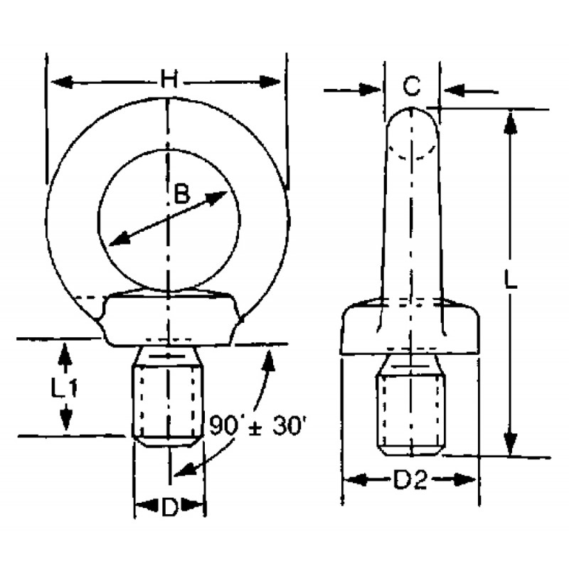 AUGBOLZEN Inox 316 GEWINDE Ø mm12